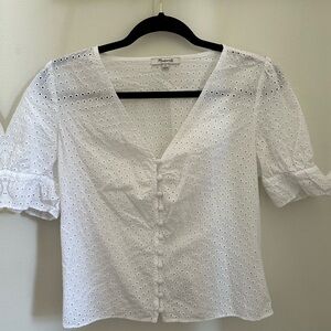 Madewell white eyelet top size 6